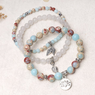 Buddha Gift 3PCS Natural Quartz Crystal Beaded Healing Energy Lotus Bracelet
