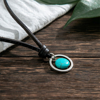 Buddha Gift Round Turquoise Stone Protection Strength Necklace Pendant