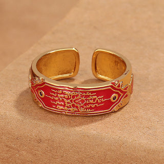 Buddha Gift Five Scriptures Copper Healing Ring