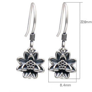 Buddha Gift 925 Sterling Silver Lotus Flower Enlightenment Earrings