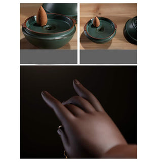 Buddha Gift Tibetan Lotus Blessing Ceramic Incense Burner Decoration