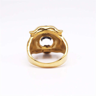 Buddha Gift Men's Animal Tiger Head Titanium Steel Balance Calm Punk Rock Biker Ring