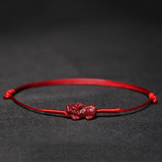 Buddha Gift Handmade Plum Blossom Four Leaf Clover PiXiu Lotus Koi Fish Cinnabar Blessing Braid Bracelet