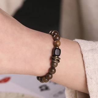 Buddha Gift Tibetan Green Sandalwood Crystal Soothing Peace Bracelet