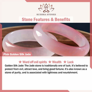 Buddha GiftPink Golden Silk Jade Lotus Flower Wealth Necklace Pendant