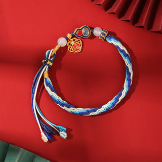 Buddha Gift 925 Sterling Silver Handmade Gourd Blessing String Reincarnation Knot Bracelet