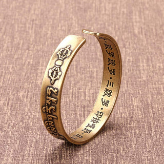 Buddha Gift Tibetan Mahāpratisarā Mantra Sanskrit Copper Brass Healing Bracelet Bangle