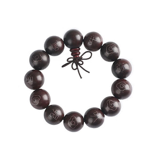 Buddha Gift 925 Sterling Silver Inlaid Small Leaf Red Sandalwood Om Mani Padme Hum Character Auspicious Clouds Protection Bracelet