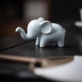 Buddha Gift Small Ceramic Elephant Home Tea Pet Figurine Desk Decoration