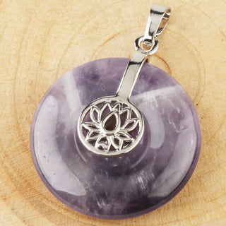 Buddha Gift Various Crystal Amethyst Pink Crystal Lotus Healing Necklace Pendant