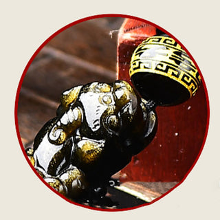 Buddha Gift Natural Gold Sheen Obsidian PiXiu Om Mani Padme Hum Wealth Braided Bracelet