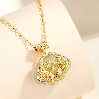 Buddha Gift 925 Sterling Silver Natural Hetian Jade Koi Fish Wealth Necklace Pendant