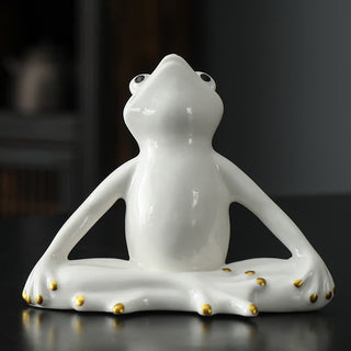 Buddha Gift Meditating Ceramic Zen Frog Statue Decoration