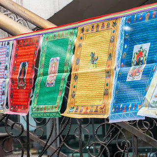 Buddha Gift Tibetan 5 Colors Windhorse Buddha Tara Scriptures Healing Auspicious Outdoor Prayer Flag