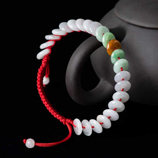 Buddha Gift Round Jade Lucky Red String Weave Bracelet