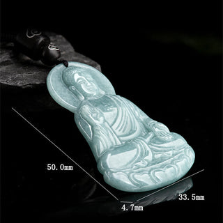 Buddha Gift Amitabha Buddha Natural Jade Lotus Amulet Compassion String Necklace Pendant