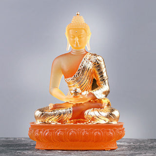 Buddha Gift Buddha Handmade Figurine Liuli Art Piece Serenity Statue Home Offering Decoration