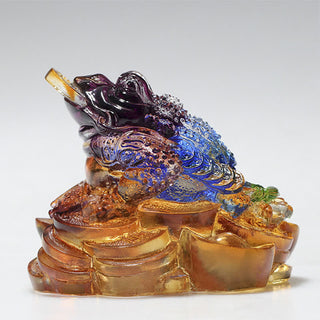 Buddha Gift Feng Shui Frog Handmade Liuli Crystal Art Piece Wealth Home Office Decoration