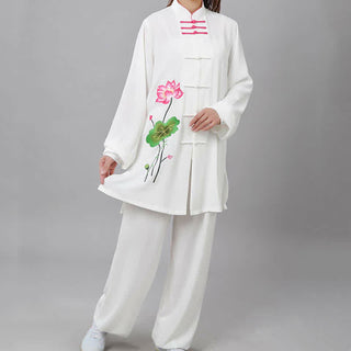 Buddha Gift Lotus Flower Leaf Pattern Tai Chi Meditation Prayer Spiritual Zen Practice Clothing Women's Set