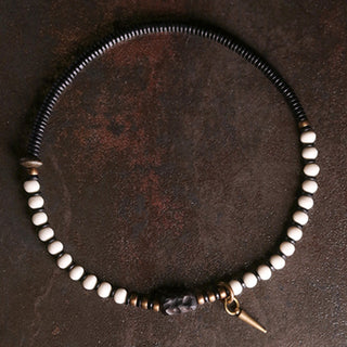 Buddha Gift Bone Beads Ebony Wood Copper Strength Couple Bracelet