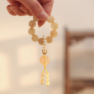 Buddha Gift Citrine Peace Buckle Prosperity Happiness Wrist Mala