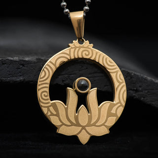 Buddha Gift Lotus Titanium Steel Enlightenment Projection Shurangama Mantra Necklace Pendant