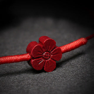 Buddha Gift Handmade Plum Blossom Four Leaf Clover PiXiu Lotus Koi Fish Cinnabar Blessing Braid Bracelet