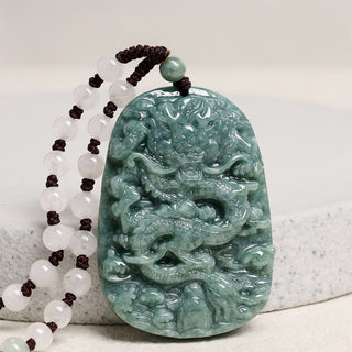 Buddha Gift Chinese Zodiac Dragon Jade Prosperity Necklace Bead String Pendant