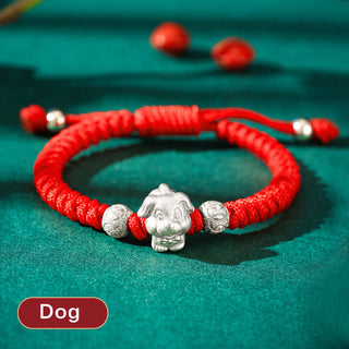 Buddha Gift 999 Sterling Silver Chinese Zodiac Red Rope Luck Handcrafted Kids Bracelet