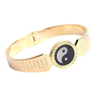 Buddha Gift Yin Yang Lotus Om Mani Padme Hum Mantra Titanium Steel Harmony Bracelet Bangle
