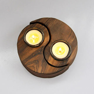 Buddha Gift Yin Yang Wood Candle Holder Meditation Rituals Use Items