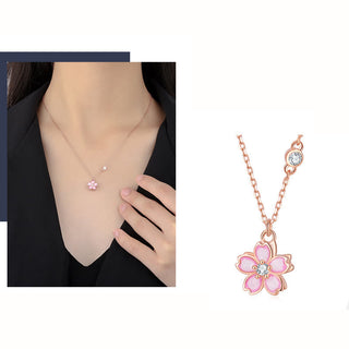 Buddha Gift 925 Sterling Silver Cherry Blossom Flower Rotatable Protection Necklace Pendant
