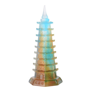 Buddha Gift Feng Shui Wenchang Tower Handmade Liuli Crystal Pagoda Art Piece Luck Home Office Decoration