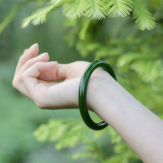 Buddha Gift Cyan Jade Longevity Blessing Bangle Bracelet