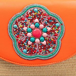 Buddha Gift Hamsa Elephant Flower Straw Woven Crossbody Bag Shoulder Bag Handbag