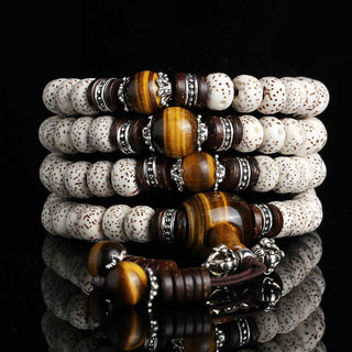 Buddha Gift Handmade Tibetan Tiger Eye Bodhi Seed Peace Bracelet