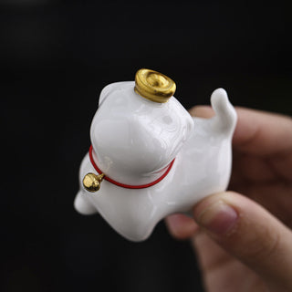 Buddha Gift Mini Lucky Cat Ingot Tea Pet Ceramic Home Desk Figurine Decoration