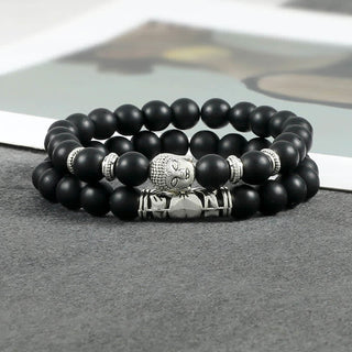 Buddha Gift 2Pcs Natural Crystal Agate Buddha Protection Bracelet