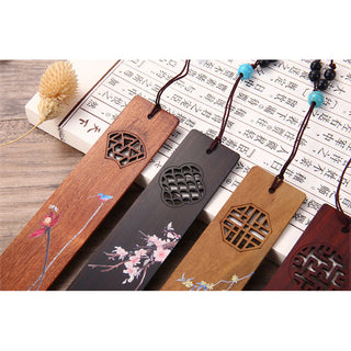 Buddha Gift 4Pcs Four Seasons Plum Orchid Bamboo Chrysanthemum Peking Opera Mask Wood Bookmarks With Gift Box