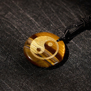 Buddha Gift Various Crystal Amethyst Tiger Eye Green Aventurine Yin Yang Spiritual Necklace Pendant