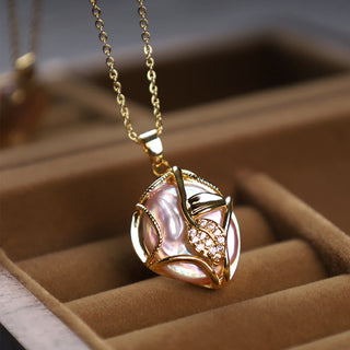 Buddha Gift 18K Gold Plated Copper Natural Baroque Pearl Flower Sincerity Necklace Pendant