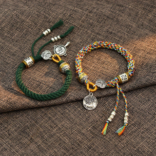 Buddha Gift Handmade Tibetan Om Mani Padme Hum Fu Character Luck Fortune Braided Bracelet