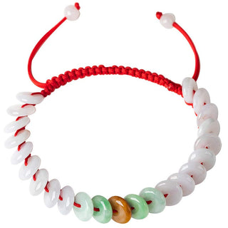 Buddha Gift Round Jade Lucky Red String Weave Bracelet