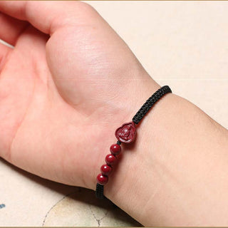 Buddha Gift Laughing Buddha Avalokitesvara Cinnabar Blessing String Bracelet