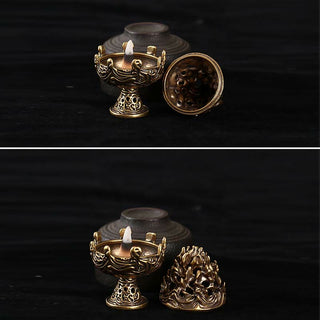 Buddha Gift Tibetan Mini Mountain Pattern Meditation Copper Alloy Incense Burner