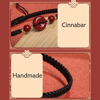 Buddha Gift Natural Cinnabar Peace Buckle Blessing String Bracelet
