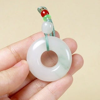 Buddha Gift Natural Jade Peace Buckle Prosperity Necklace Pendant