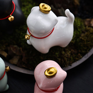 Buddha Gift Mini Lucky Cat Ingot Tea Pet Ceramic Home Desk Figurine Decoration