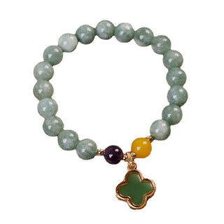 Buddha Gift Jade Four Leaf Clover Luck Bracelet