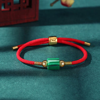 Buddha Gift Tibet Handmade Green Aventurine Red Stone Malachite Luck Protection Braided Rope Bracelet